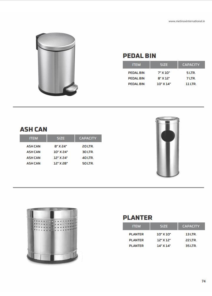 Stainless Steel Plain Pedal Dustbins